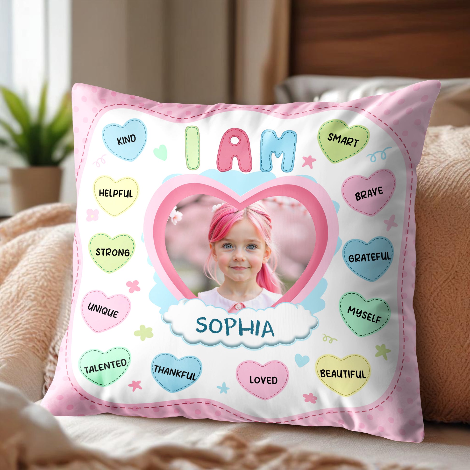 I Am Positive Affirmations Heart Pillow