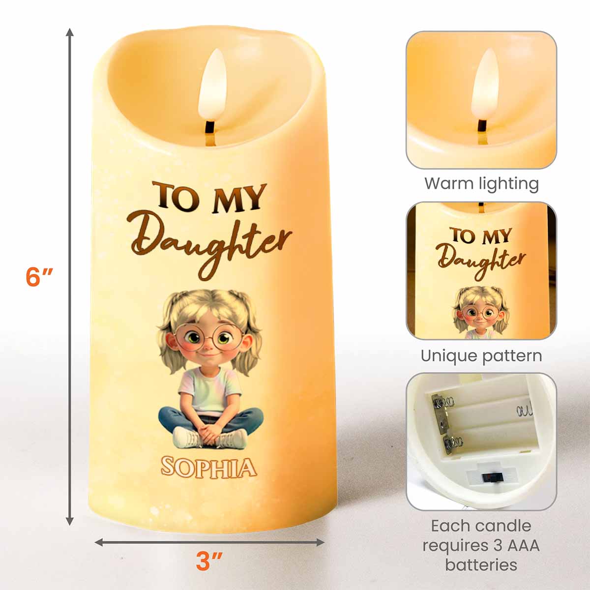 Whenever You Feel Overwhelmed, Remember Whose Daughter You Are - Personalized Custom LED Candle - KID351_LECA