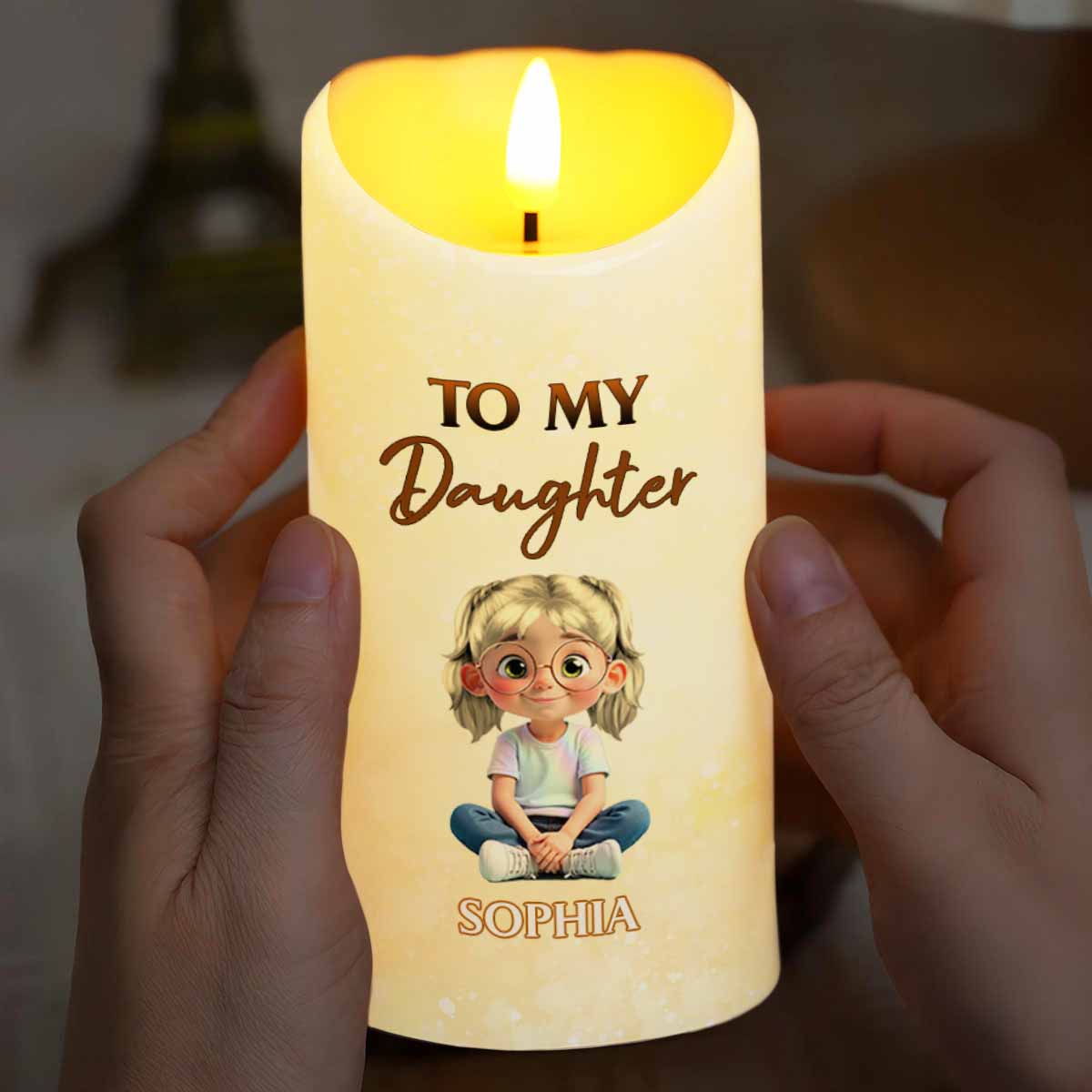 Whenever You Feel Overwhelmed, Remember Whose Daughter You Are - Personalized Custom LED Candle - KID351_LECA