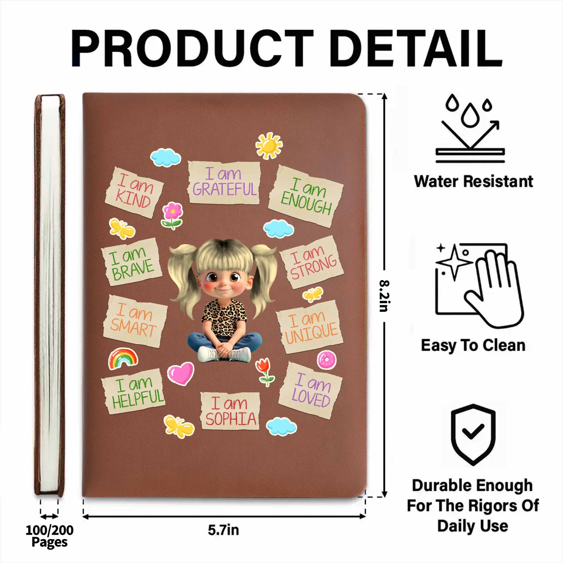 I Am Kind, I Am Brave, Rainbow And Hearts Journal