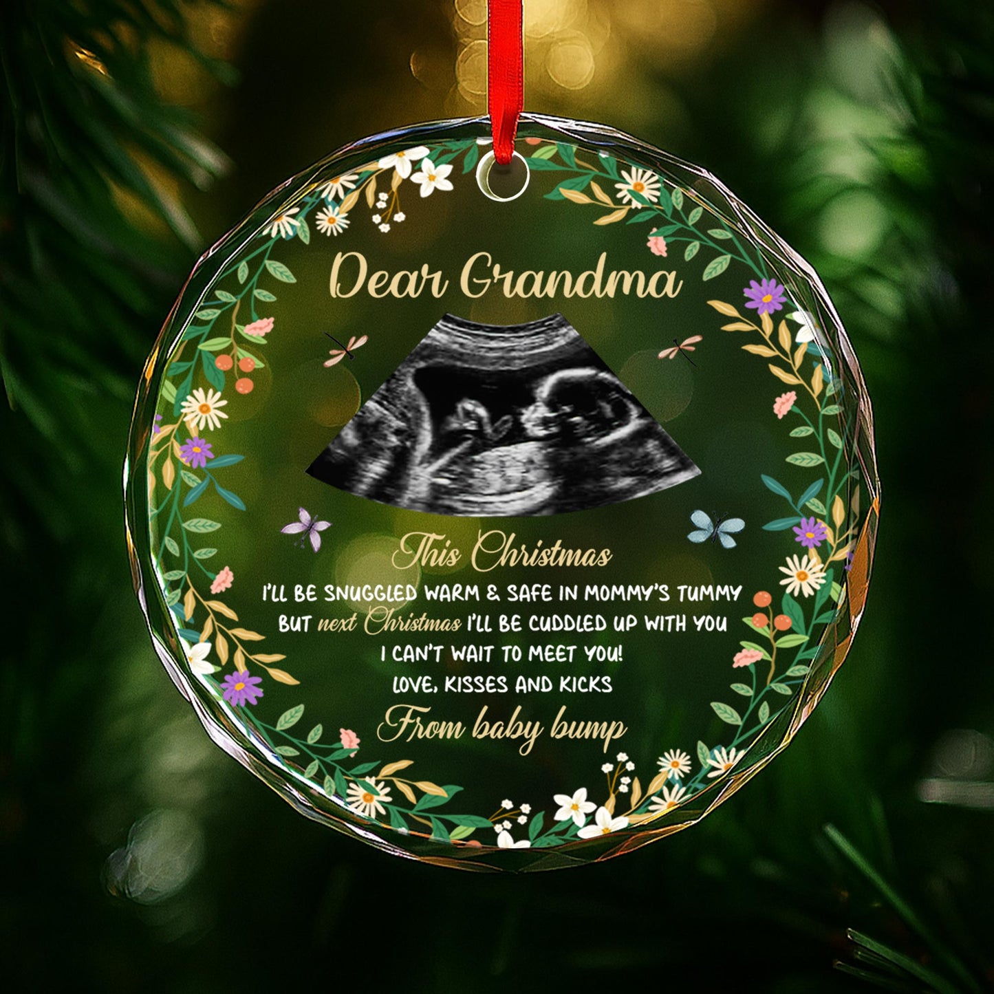 This Christmas Snuggled Safe In Mommy's Tummy Ultrasound Floral Design