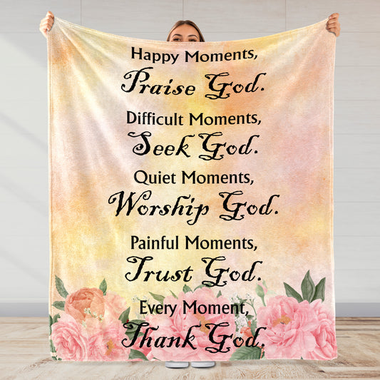 Happy Moments Praise God With Inspirational Texts And Flowers