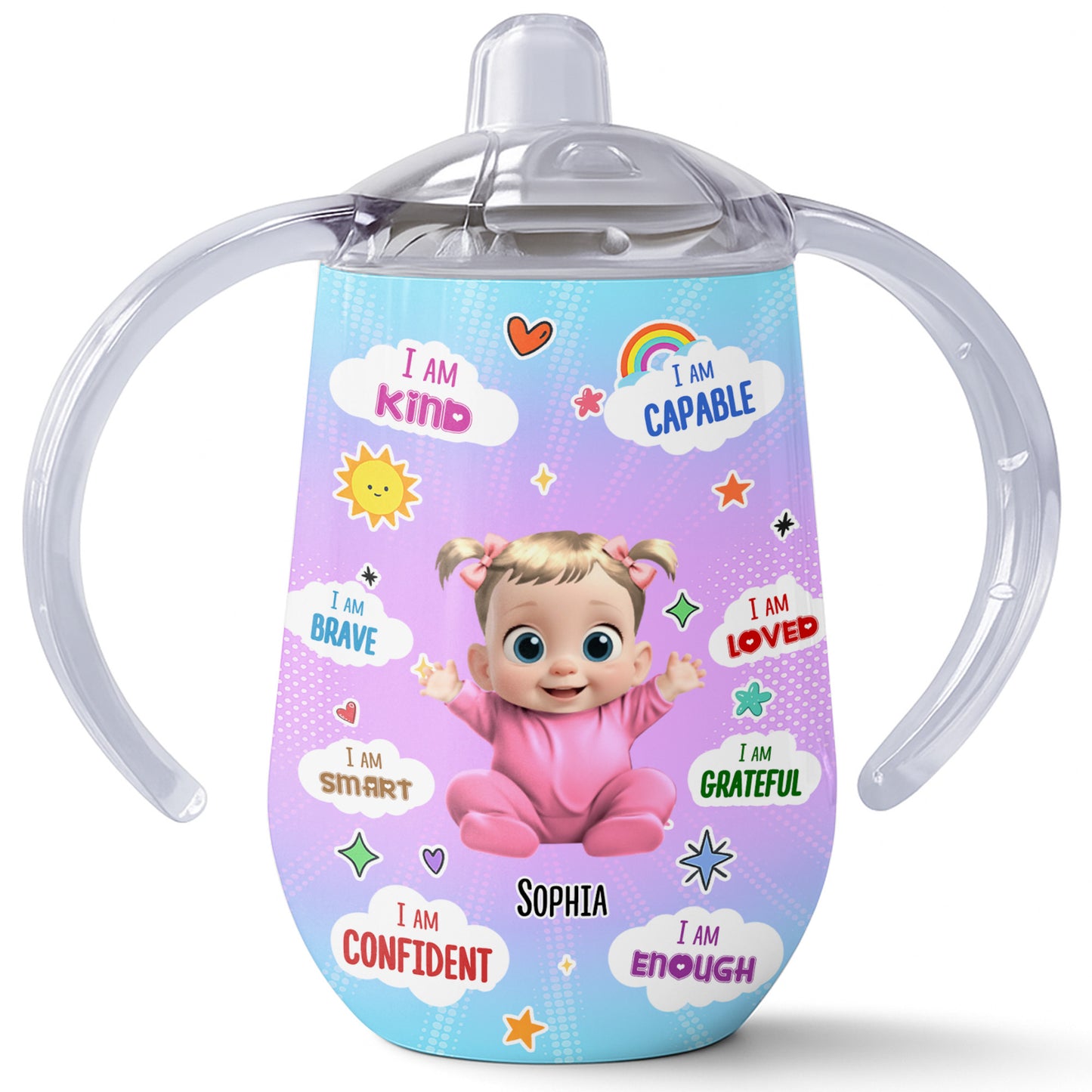 I Am Kind, Capable, Loved, Empowering Rainbow And Heart Design