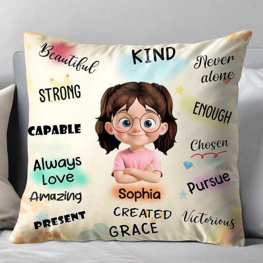 Beautiful Strong Capable, Cartoon Girl Pillow