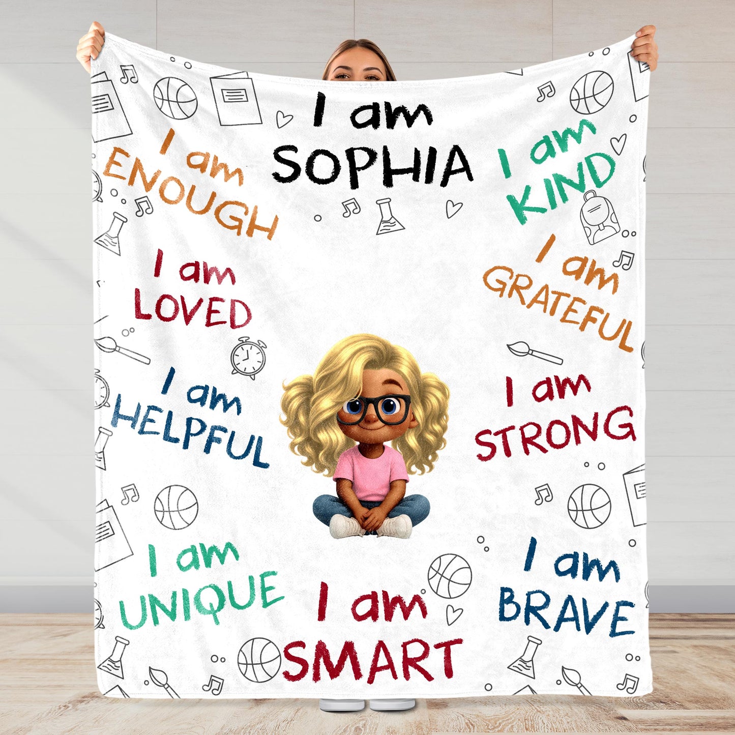 I Am Enough, Loved, Helpful, Unique, Smart, Brave, Strong, Kind, Grateful