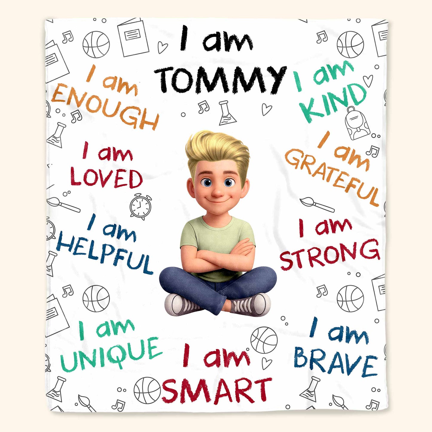 I Am Enough, Loved, Helpful, Unique, Smart, Brave, Strong, Kind, Grateful