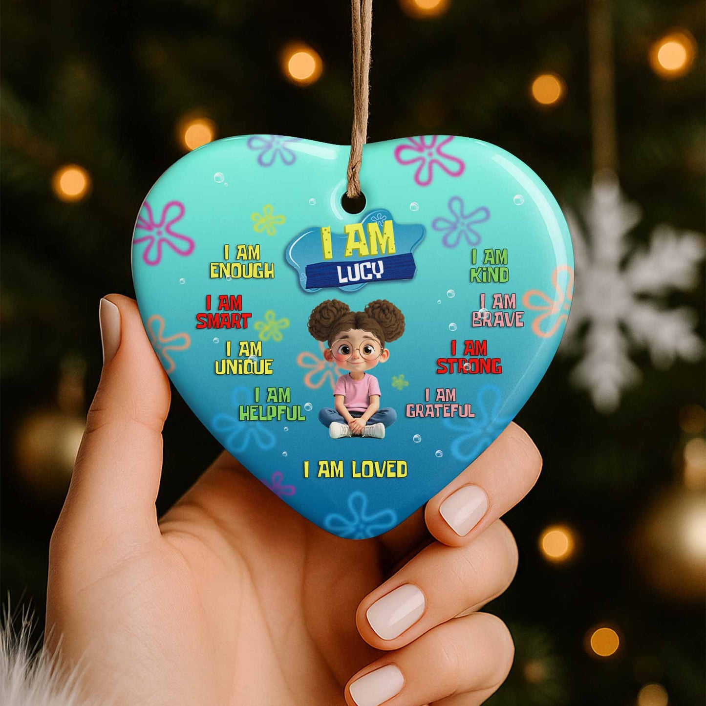 I Am Enough, Smart, Unique, Loved Heart Ornament