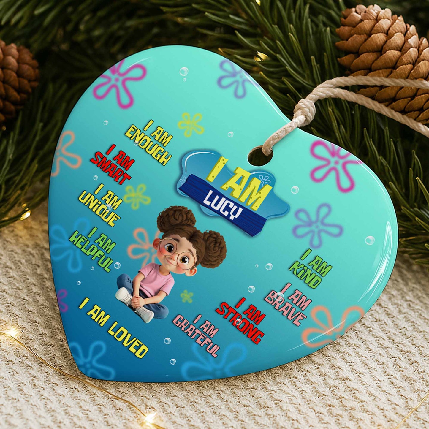 I Am Enough, Smart, Unique, Loved Heart Ornament