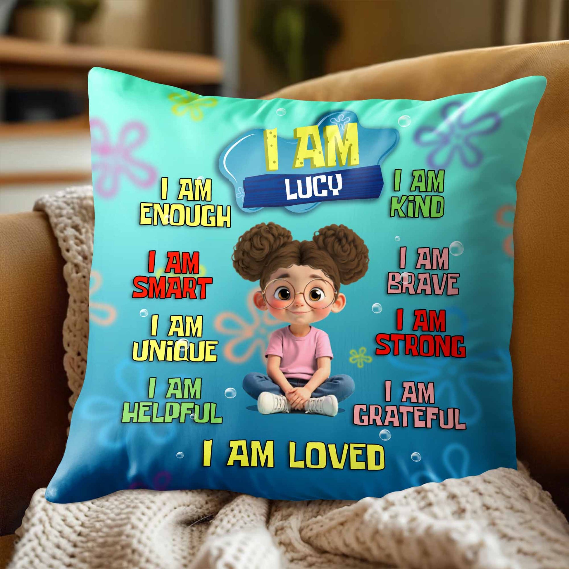 I Am Enough, Empowerment Affirmation Pillow For Girls