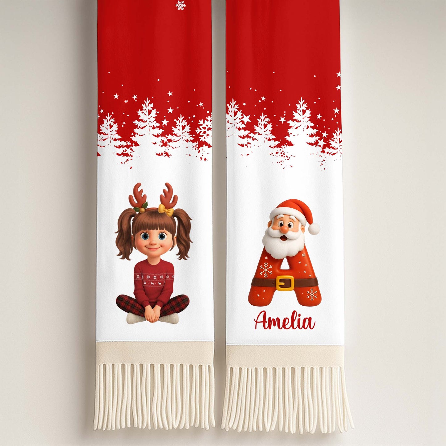 Season's Greetings With Reindeer And Santa Claus