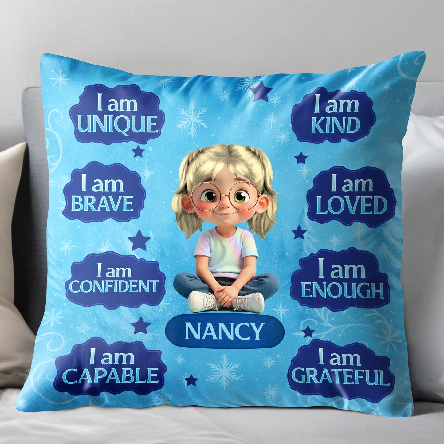 I Am Unique, I Am Brave, Positive Affirmations Pillow