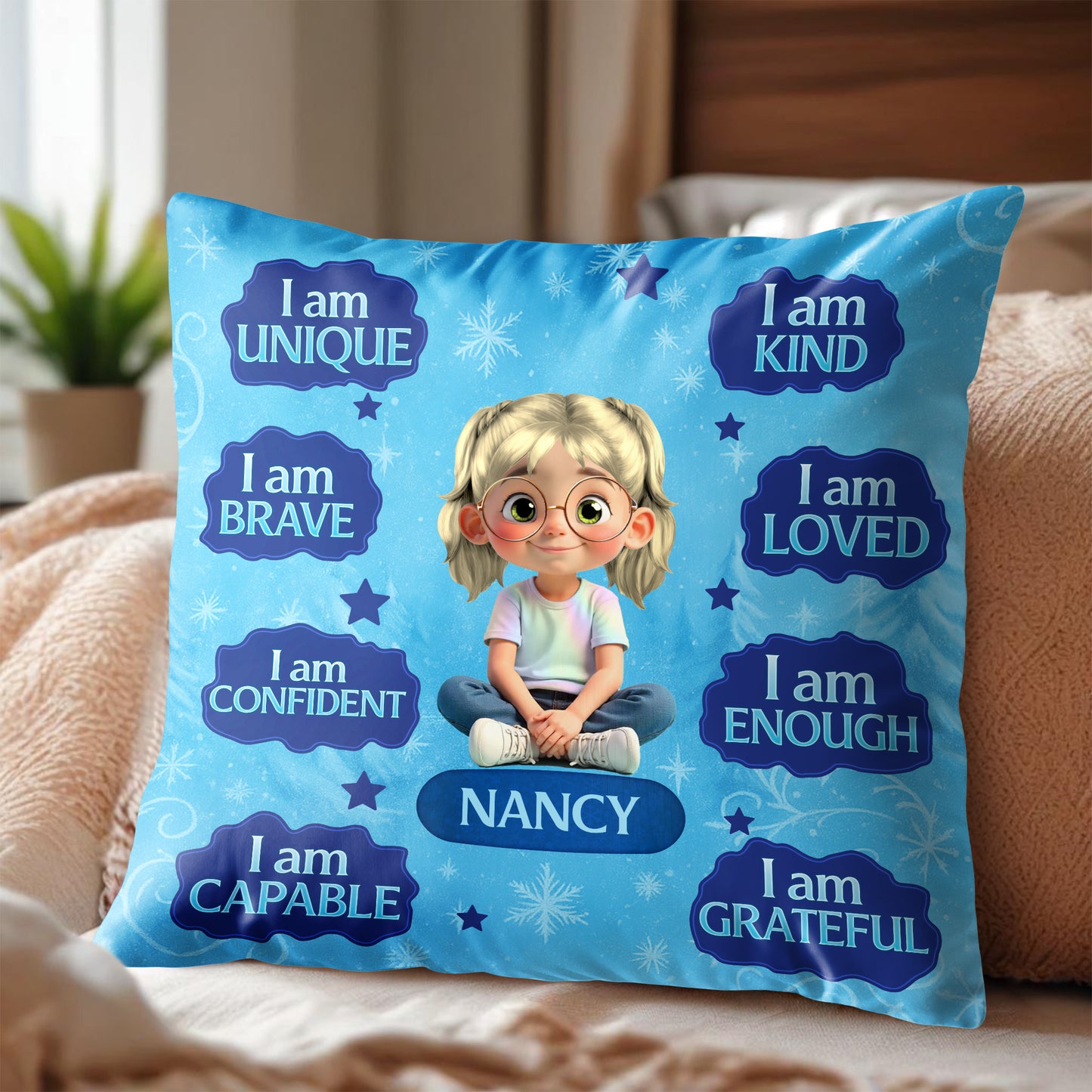 I Am Unique, I Am Brave, Positive Affirmations Pillow