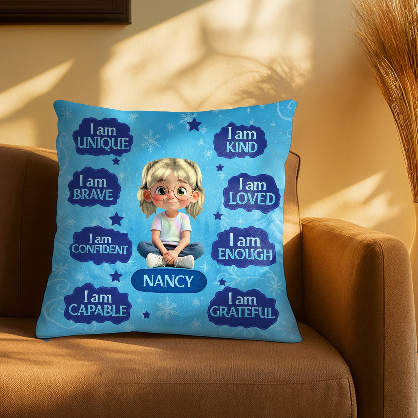 I Am Unique, I Am Brave, Positive Affirmations Pillow