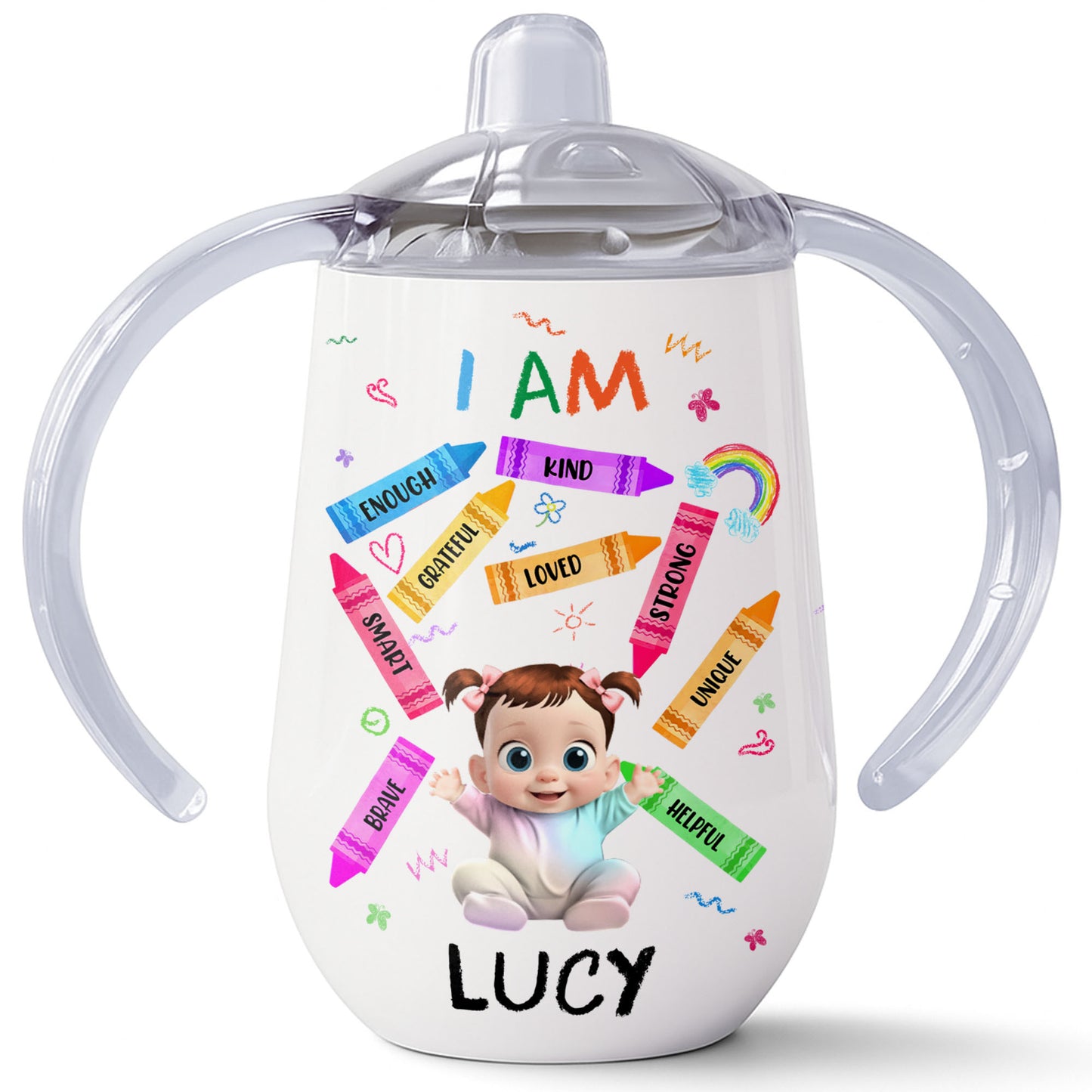 I Am Kind, Loved, Strong, Beautiful Rainbow And Hearts Design