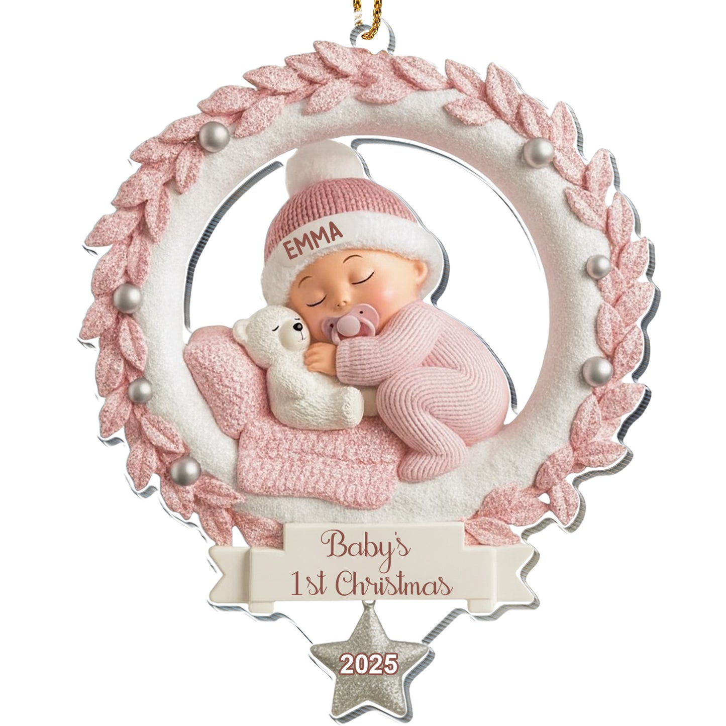 Baby's 1st Christmas, Baby And Wreath Ornament