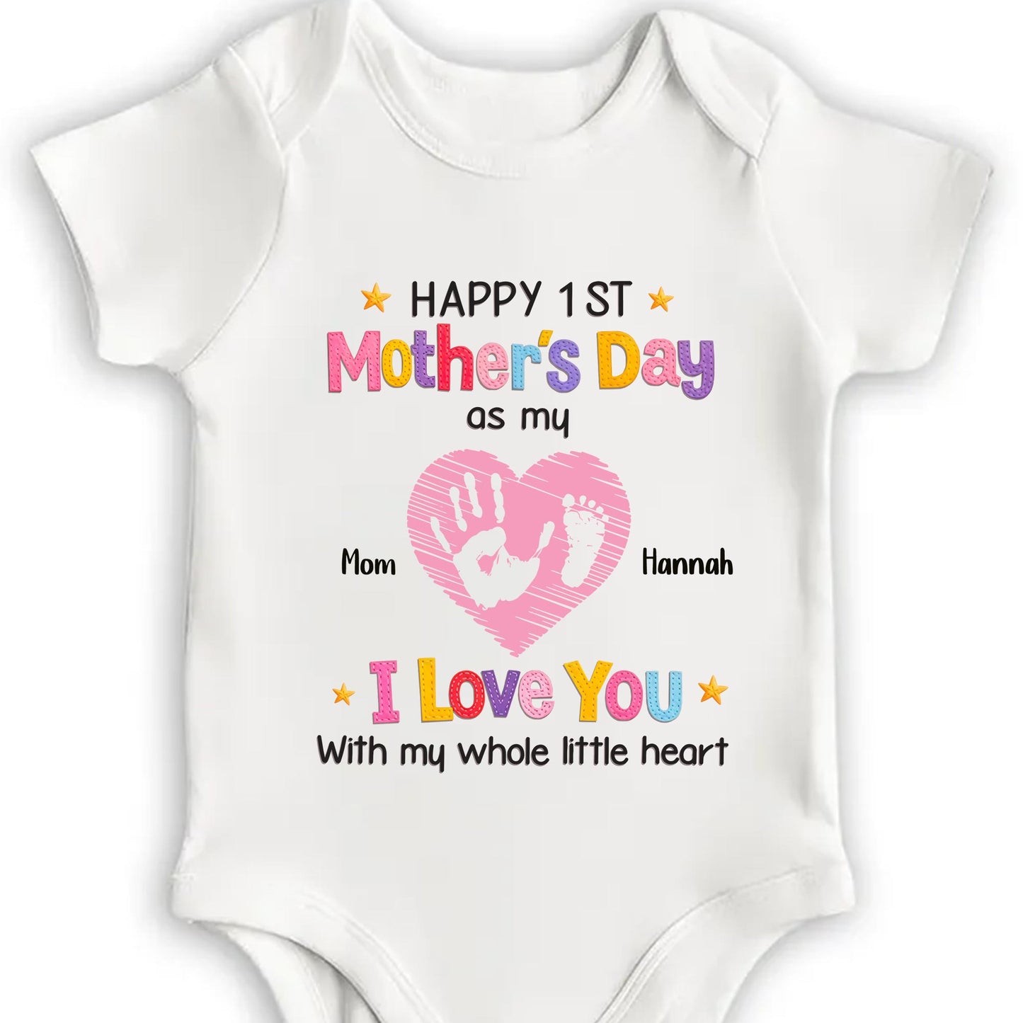 Happy 1st Mother's Day, Heart and Handprint Design