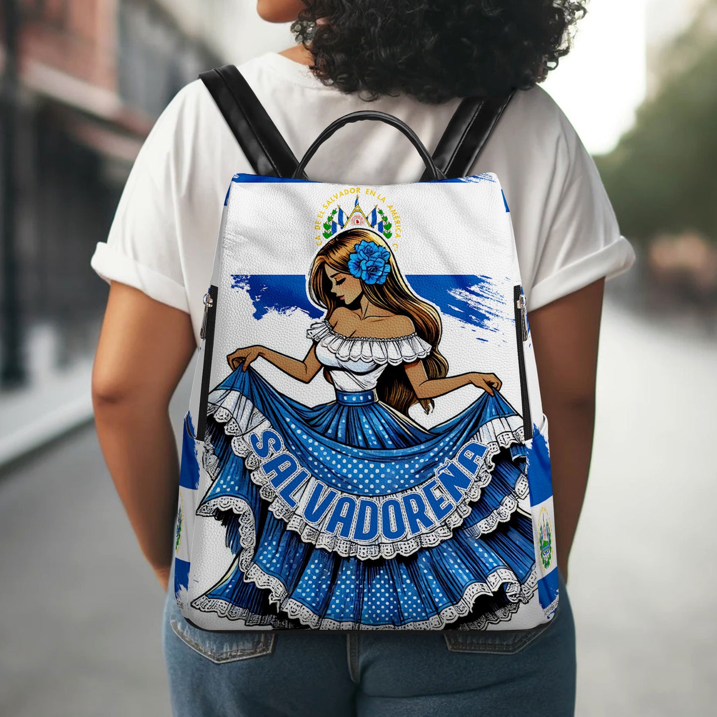 Salvadoreña - Mochila de Cuero Personalizada - LA001_BP