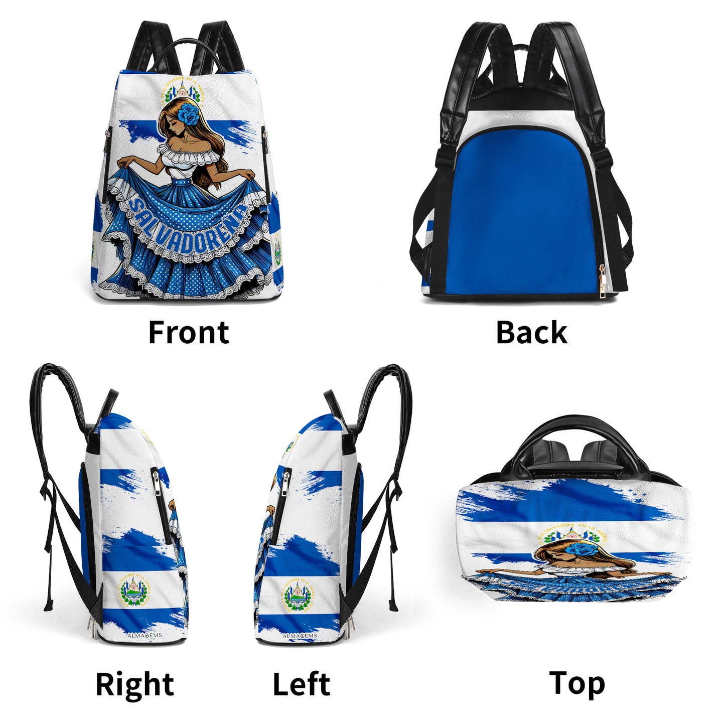 Salvadoreña - Mochila de Cuero Personalizada - LA001_BP