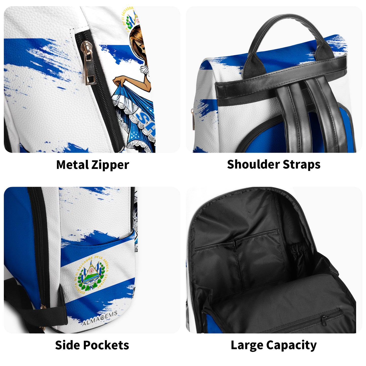 Salvadoreña - Mochila de Cuero Personalizada - LA001_BP