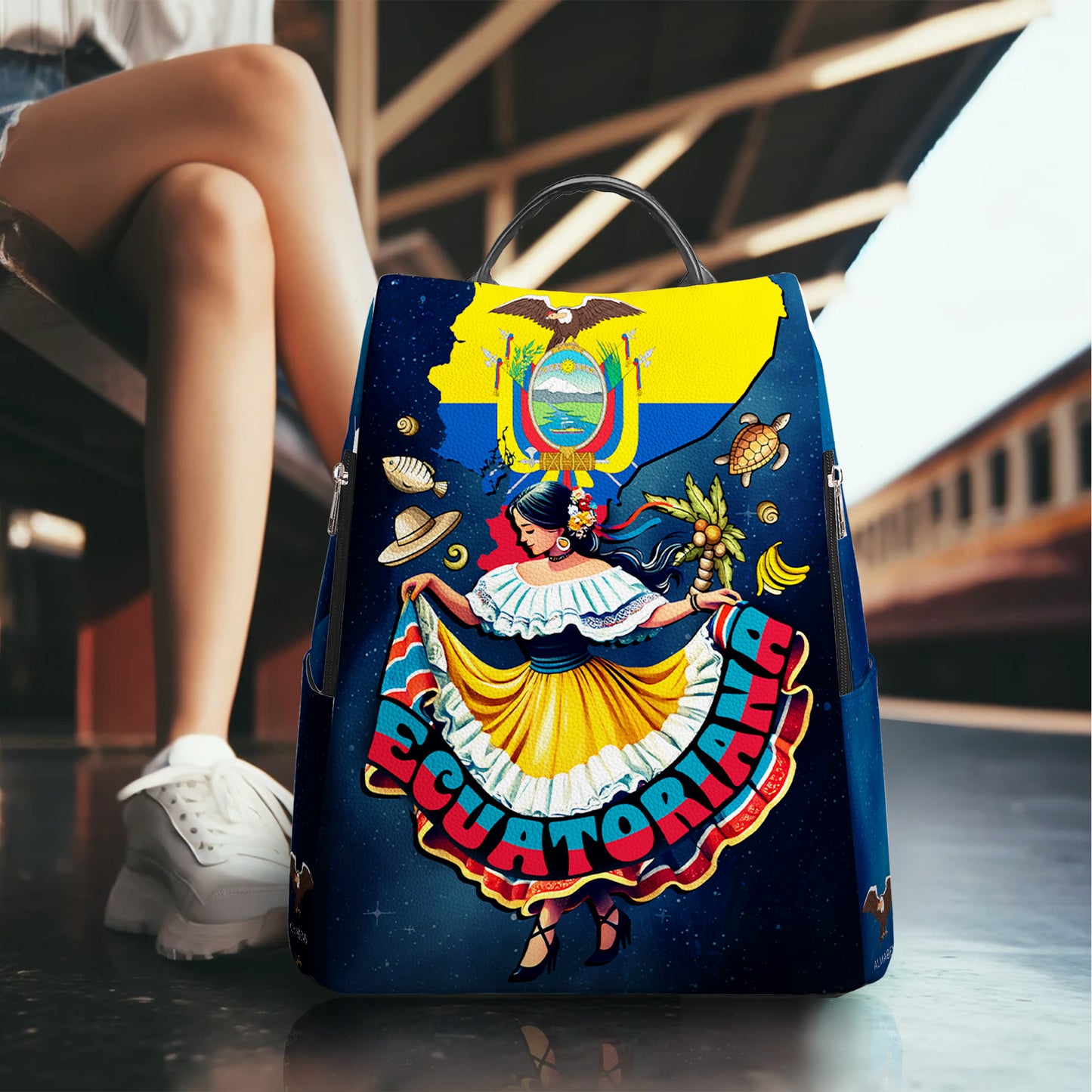 Ecuatoriana - Sac à dos en cuir personnalisé - LA003_BP