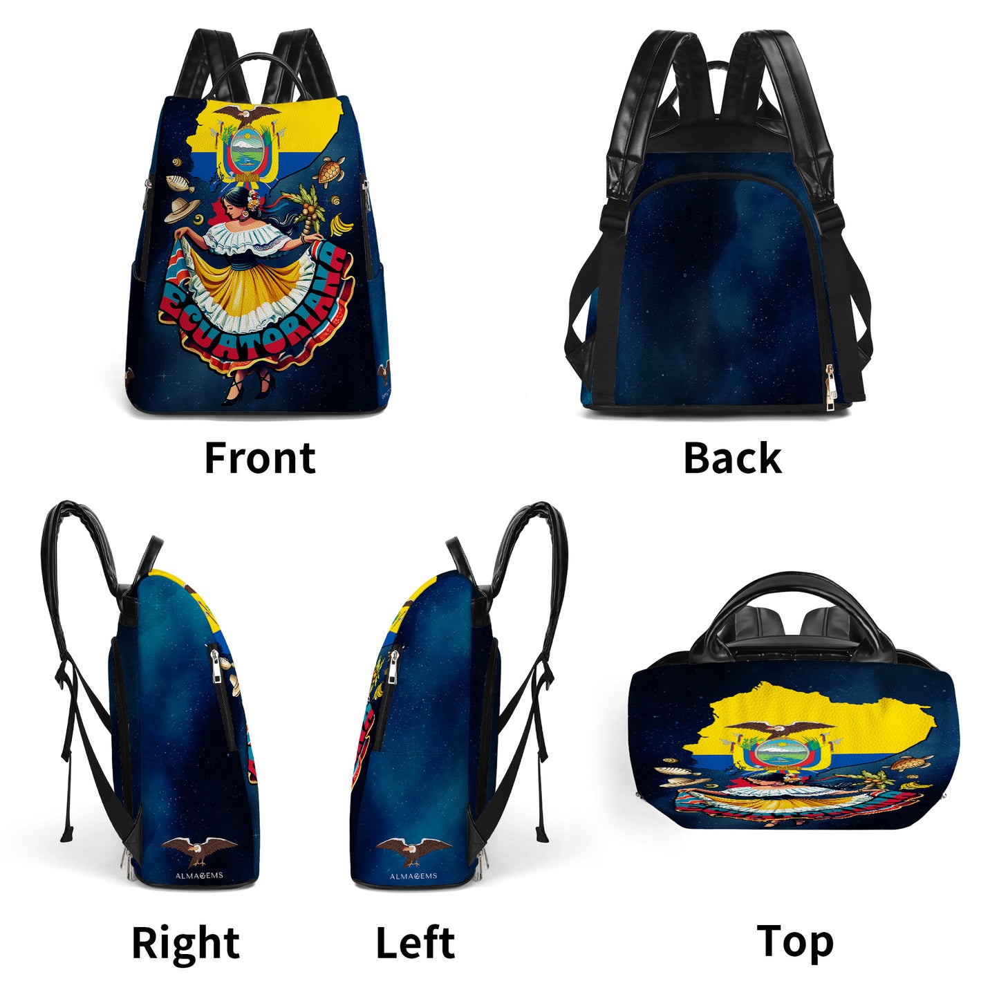 Ecuatoriana - Sac à dos en cuir personnalisé - LA003_BP