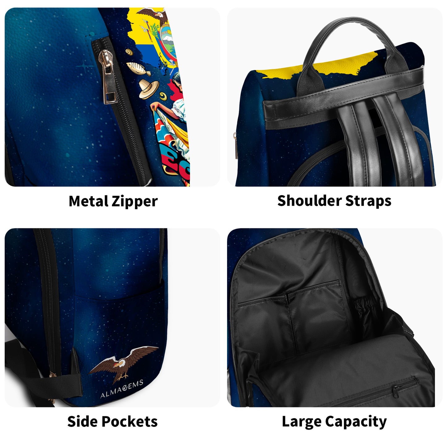 Ecuatoriana - Sac à dos en cuir personnalisé - LA003_BP