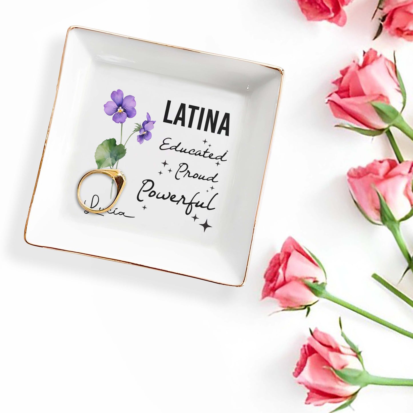 Latine instruite. Fière. Puissante. - Coupelle à bijoux personnalisée - LA004_SCRD