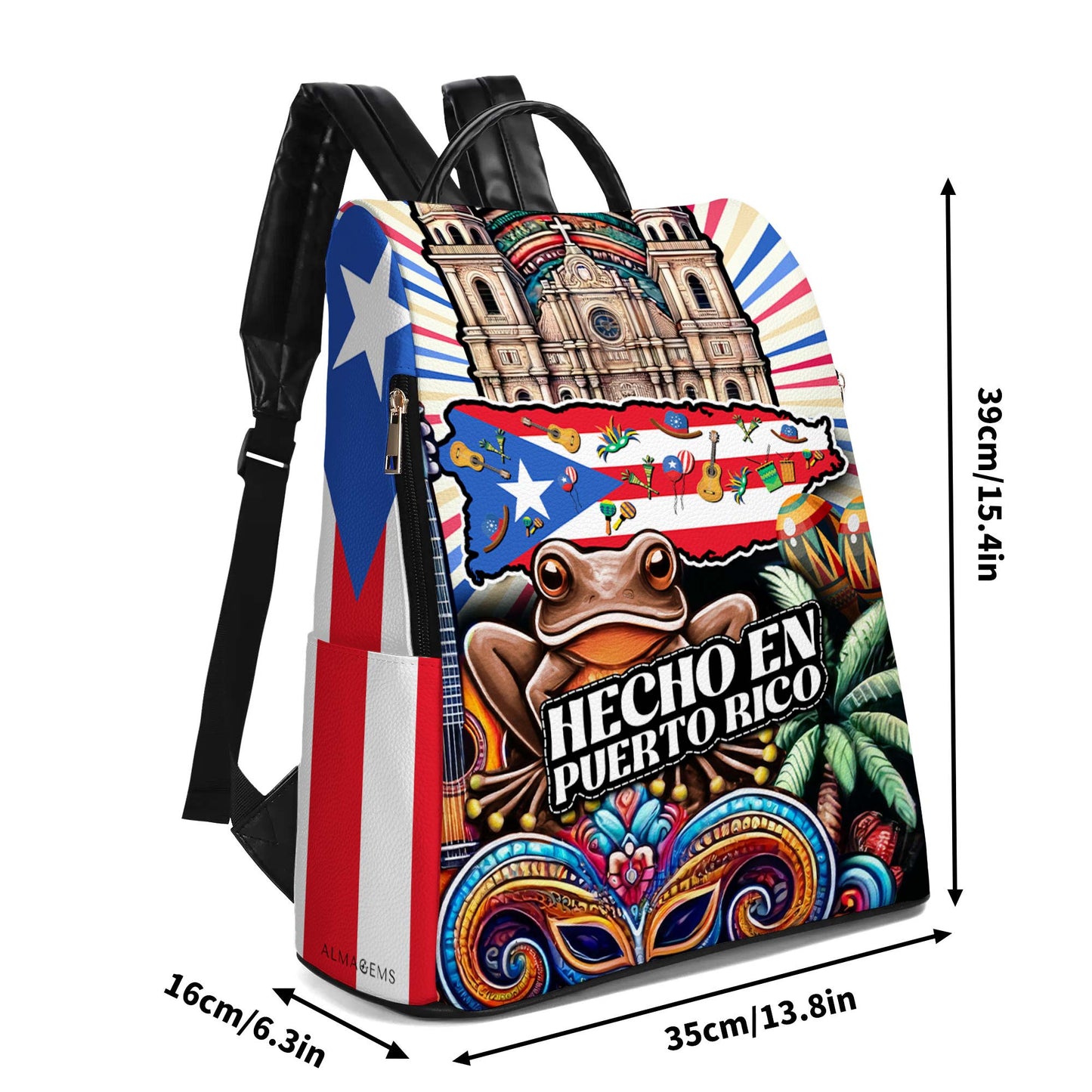 Hecho En Puerto Rico - Mochila De Cuero Personalizada - LA006_BP
