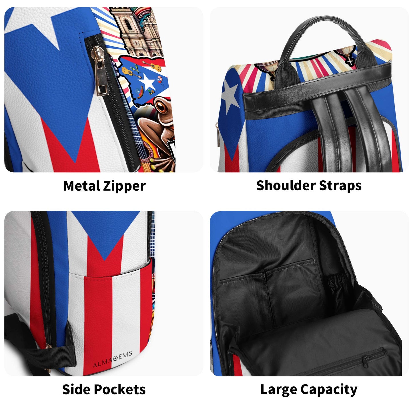 Hecho En Puerto Rico - Mochila De Cuero Personalizada - LA006_BP