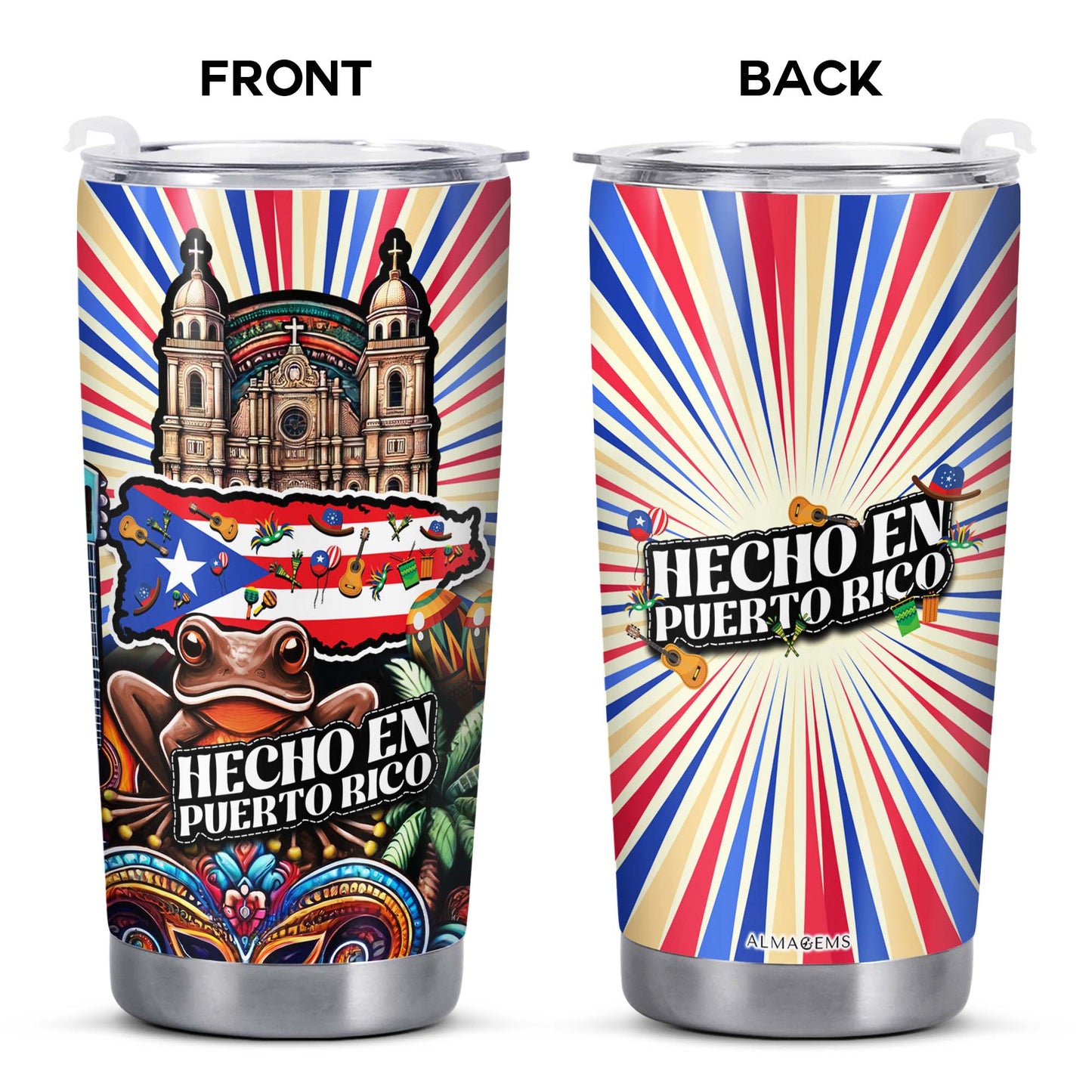 Hecho en Puerto Rico - Vaso de acero inoxidable personalizado de 20 oz y 30 oz - LA006_TB