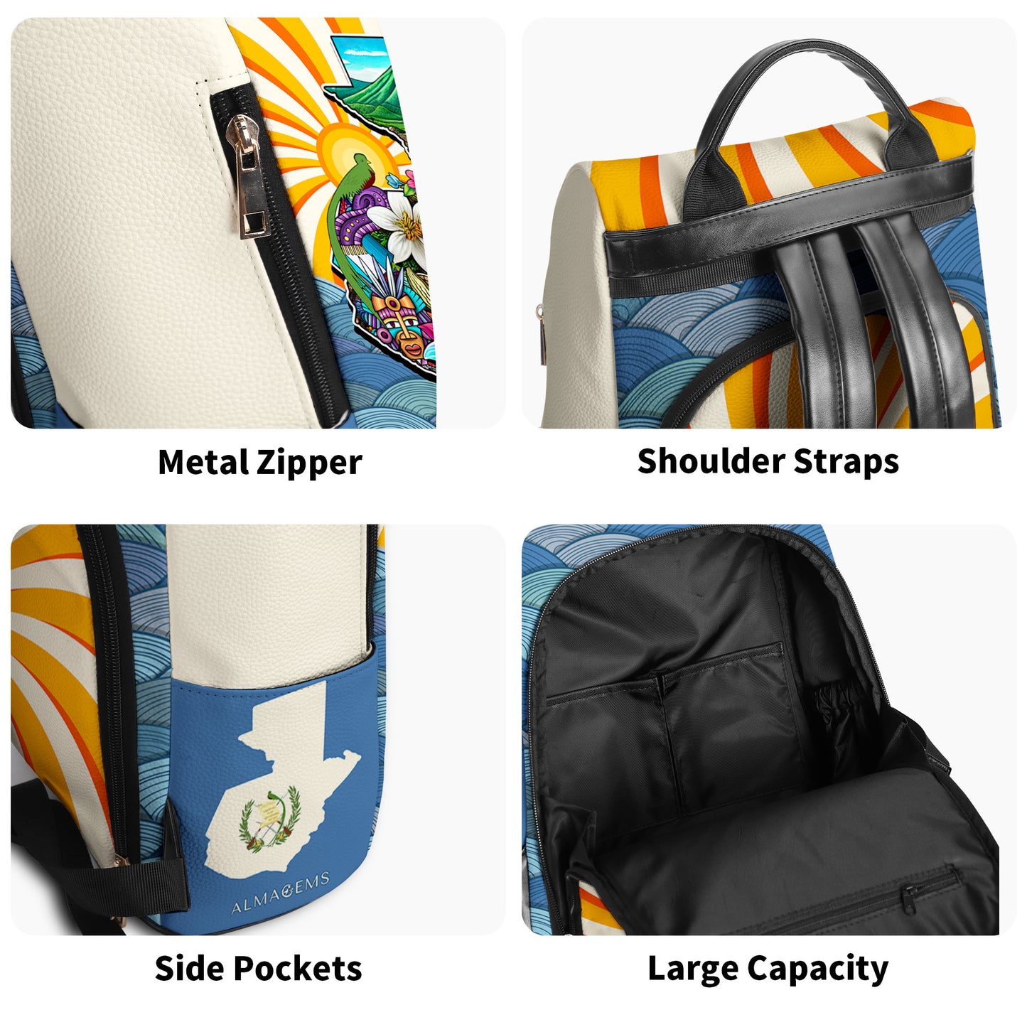 Hecho en Guatemala - Mochila de cuero personalizada - LA007_BP