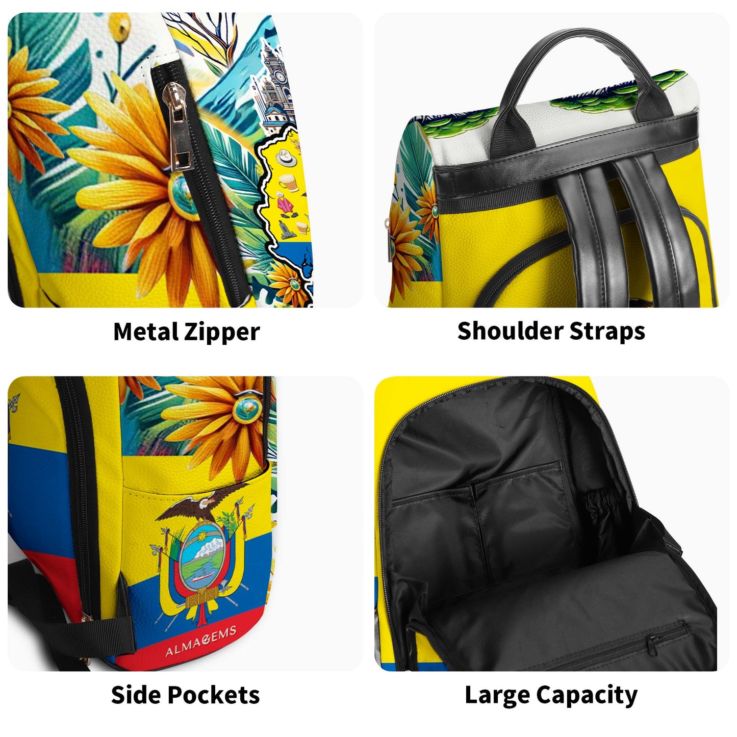 Fabriqué en Équateur - Sac à dos en cuir personnalisé - LA009_BP
