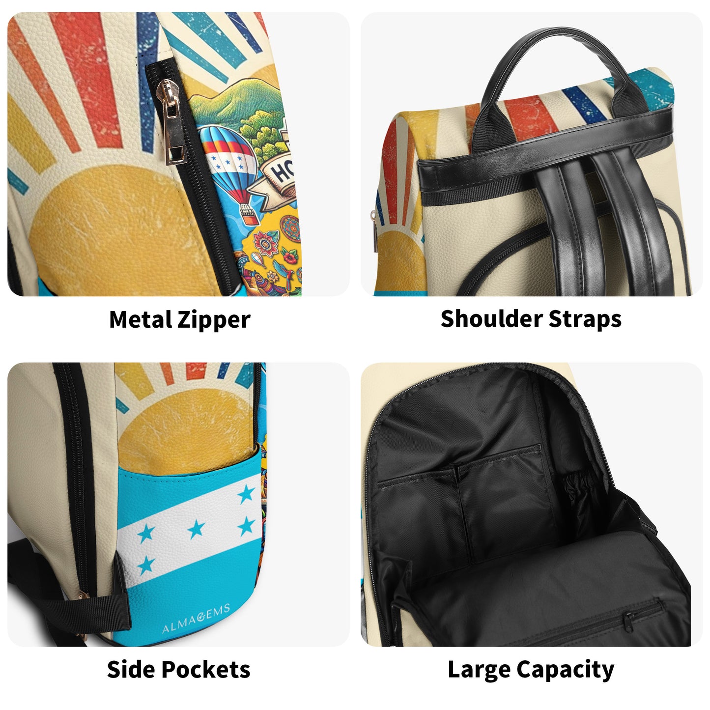 Fabriqué au Honduras - Sac à dos en cuir personnalisé - LA010_BP
