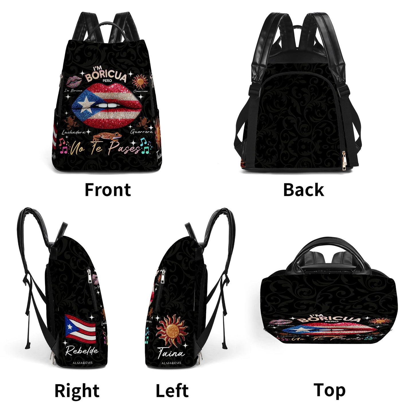Je suis Boricua. Pero No Te Pases - Sac à dos en cuir personnalisé - LA011_BP