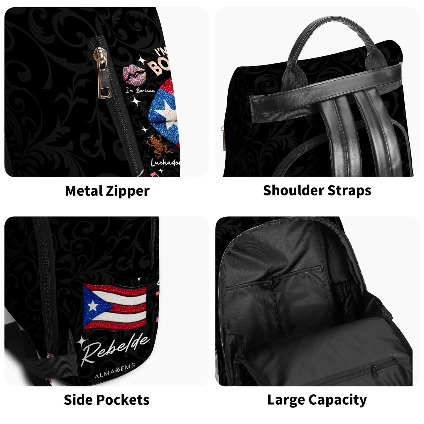 Je suis Boricua. Pero No Te Pases - Sac à dos en cuir personnalisé - LA011_BP