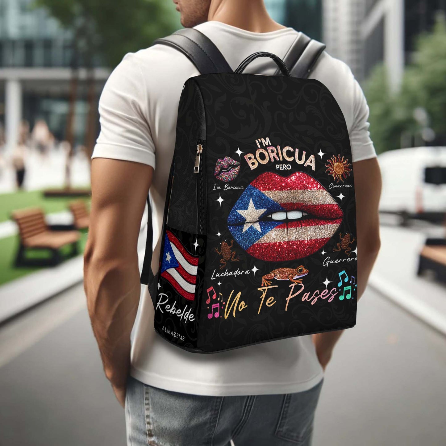 Je suis Boricua. Pero No Te Pases - Sac à dos en cuir personnalisé - LA011_BP