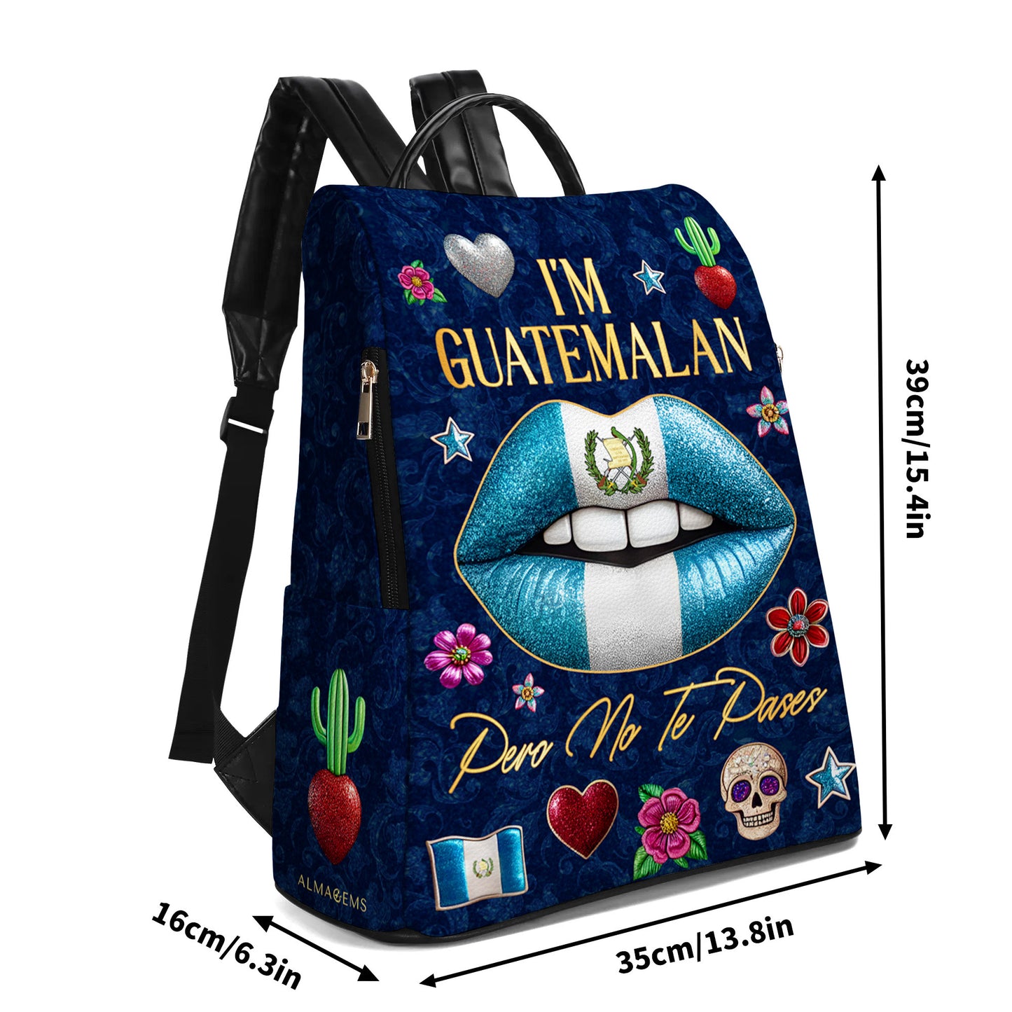 Soy guatemalteco, pero no te pases - Mochila de cuero personalizada - LA013_BP