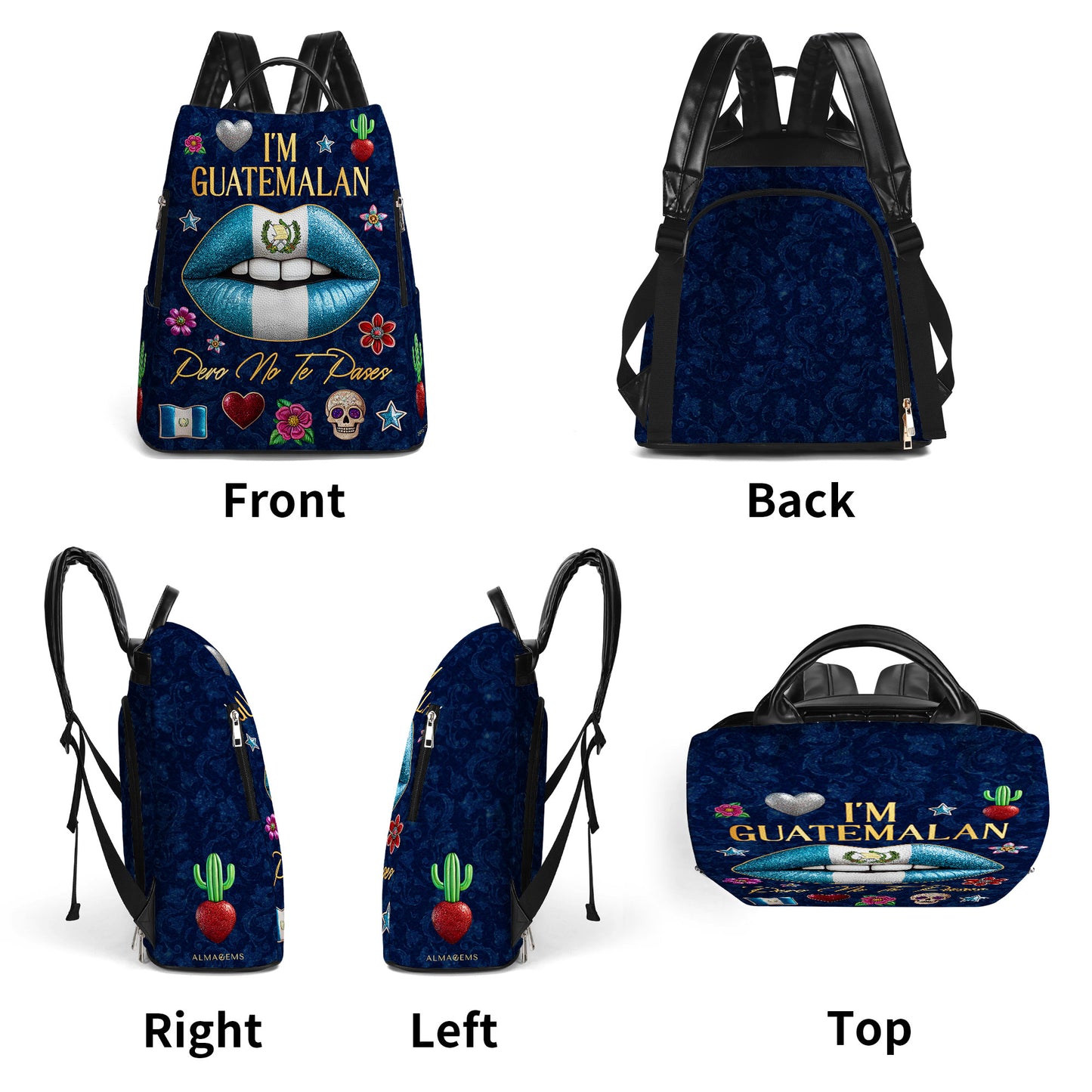 Soy guatemalteco, pero no te pases - Mochila de cuero personalizada - LA013_BP
