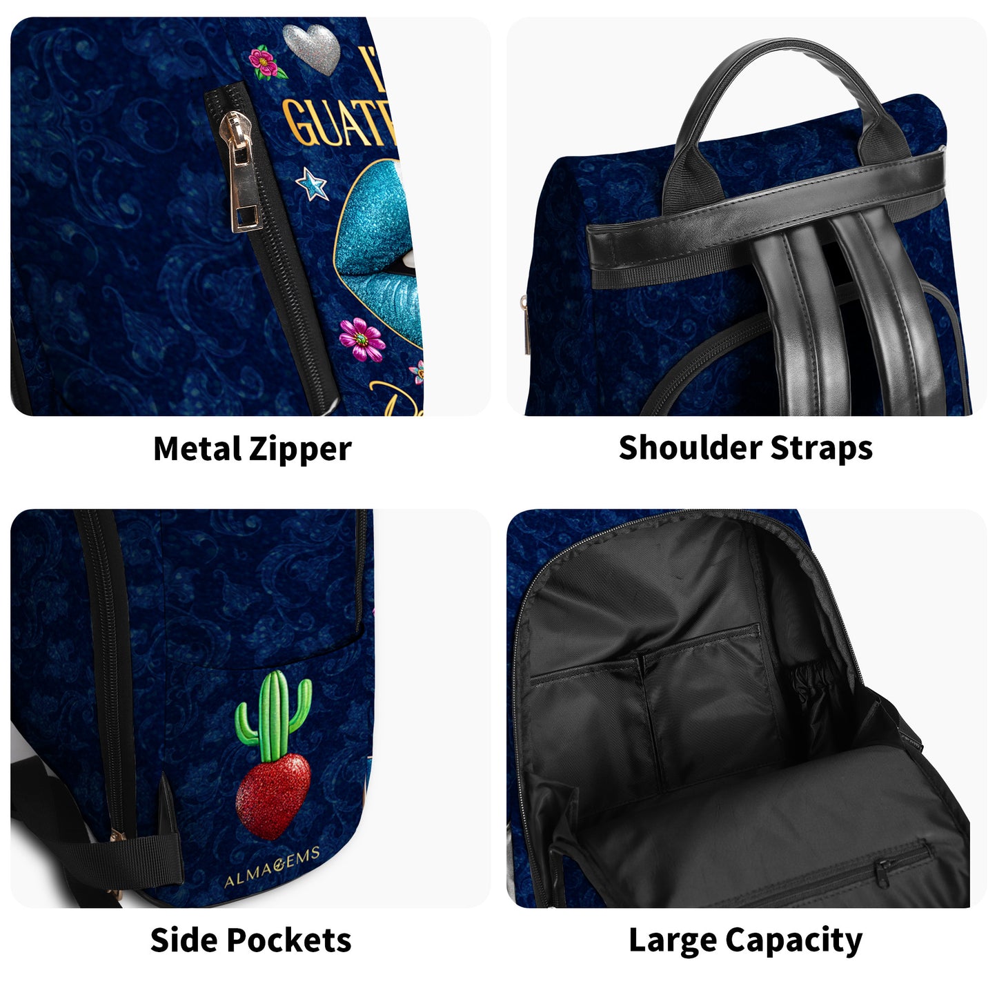 Soy guatemalteco, pero no te pases - Mochila de cuero personalizada - LA013_BP