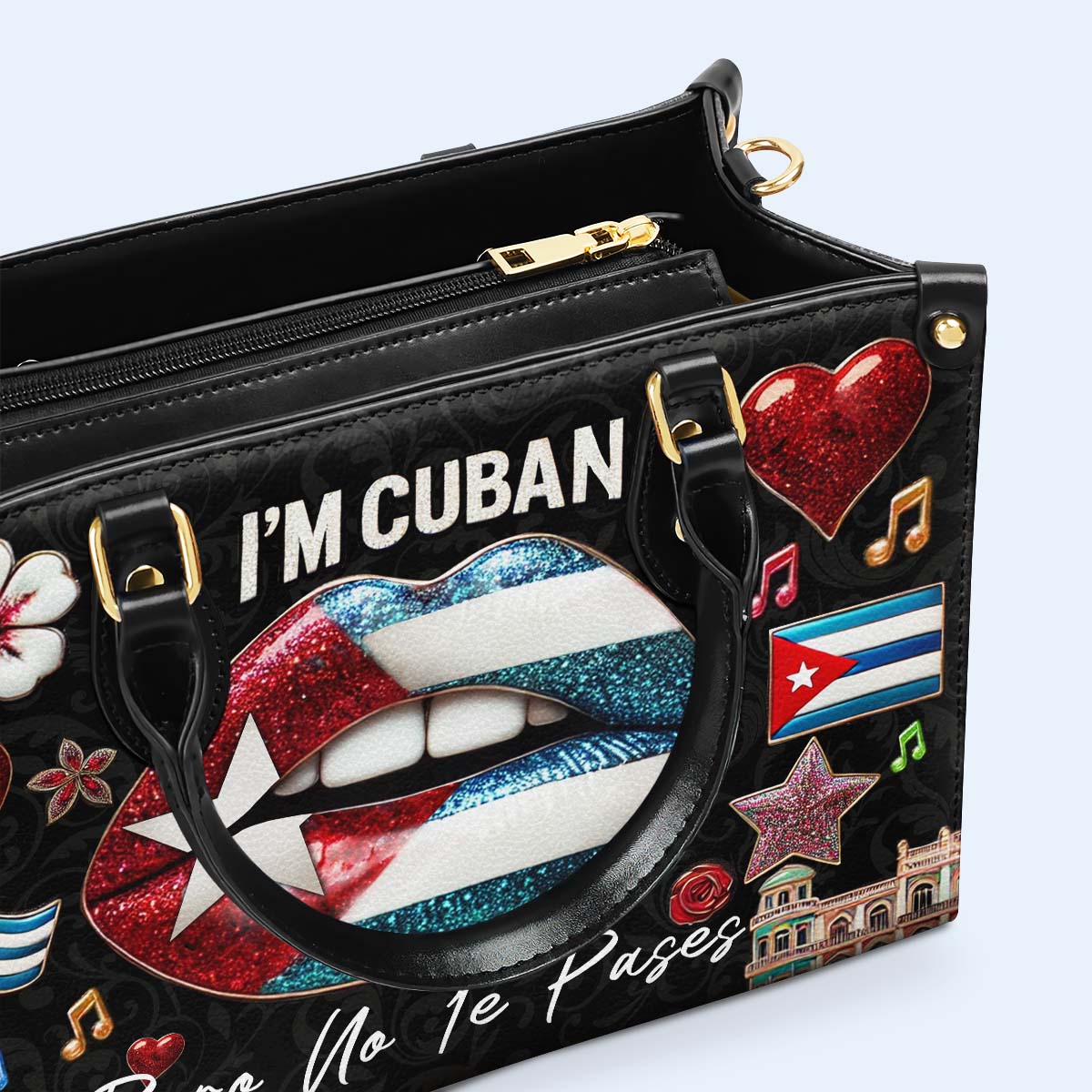 Je suis cubain, mais je ne te laisse pas tranquille ! - Sac à main en cuir personnalisé - LA015_HB