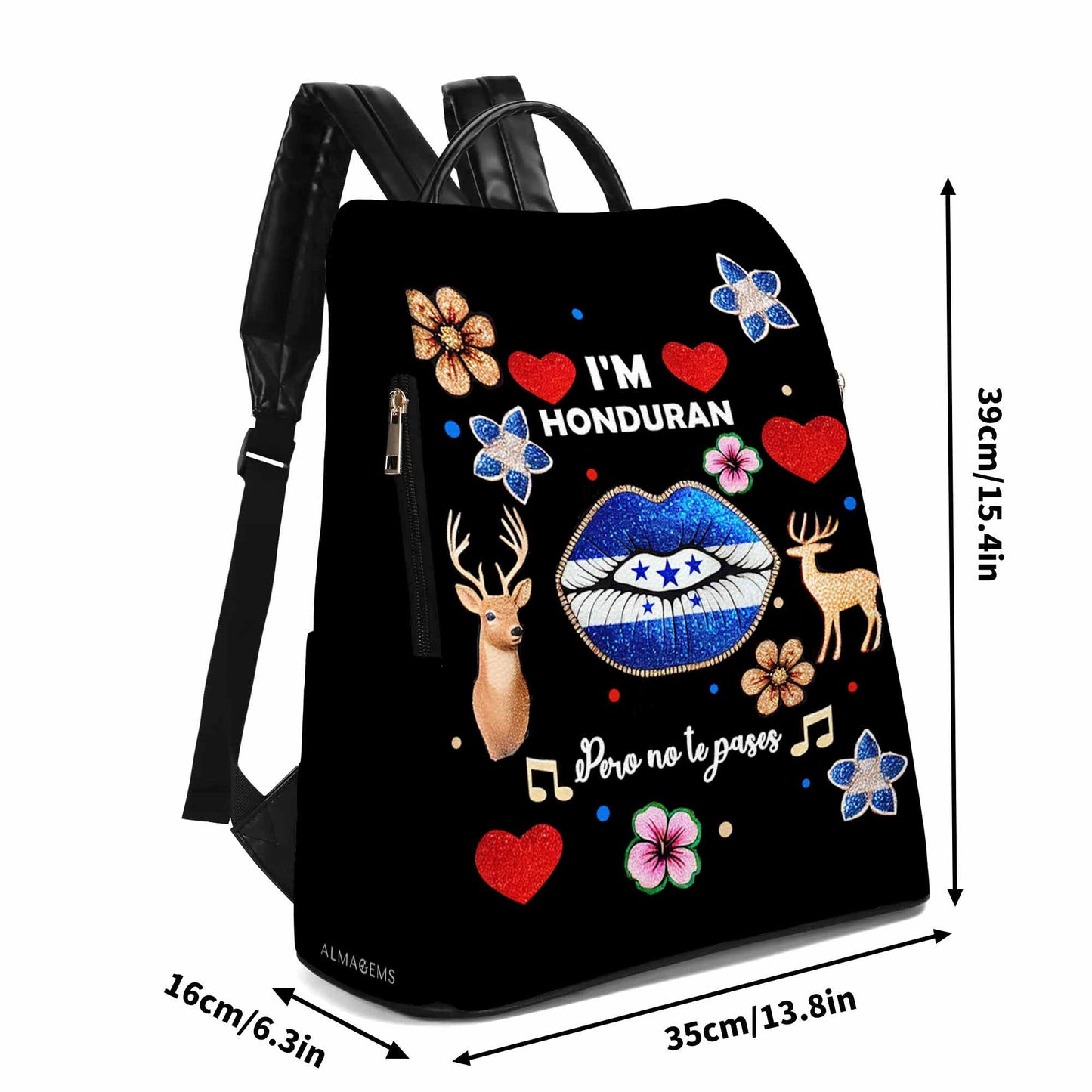 Soy Hondureño Pero No Te Pases - Mochila de Cuero Personalizada - LA016_BP