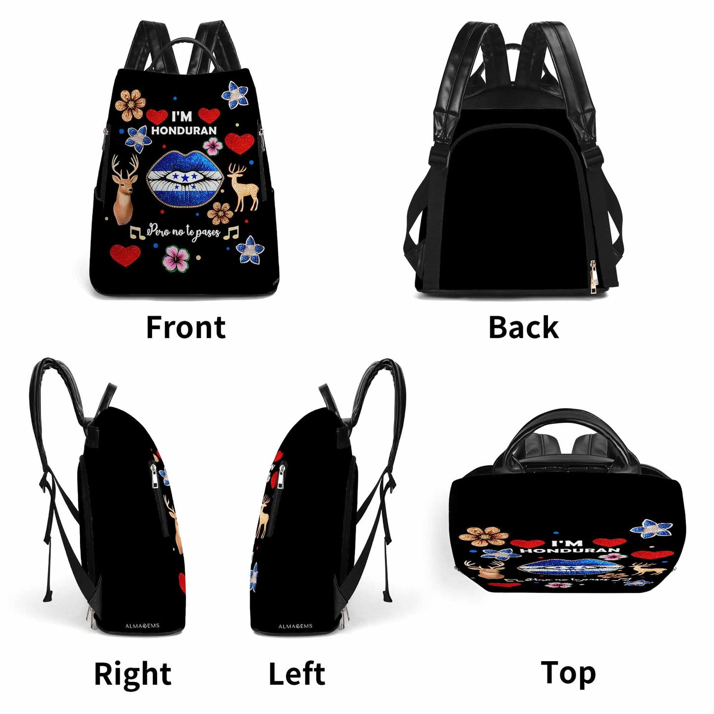 Soy Hondureño Pero No Te Pases - Mochila de Cuero Personalizada - LA016_BP