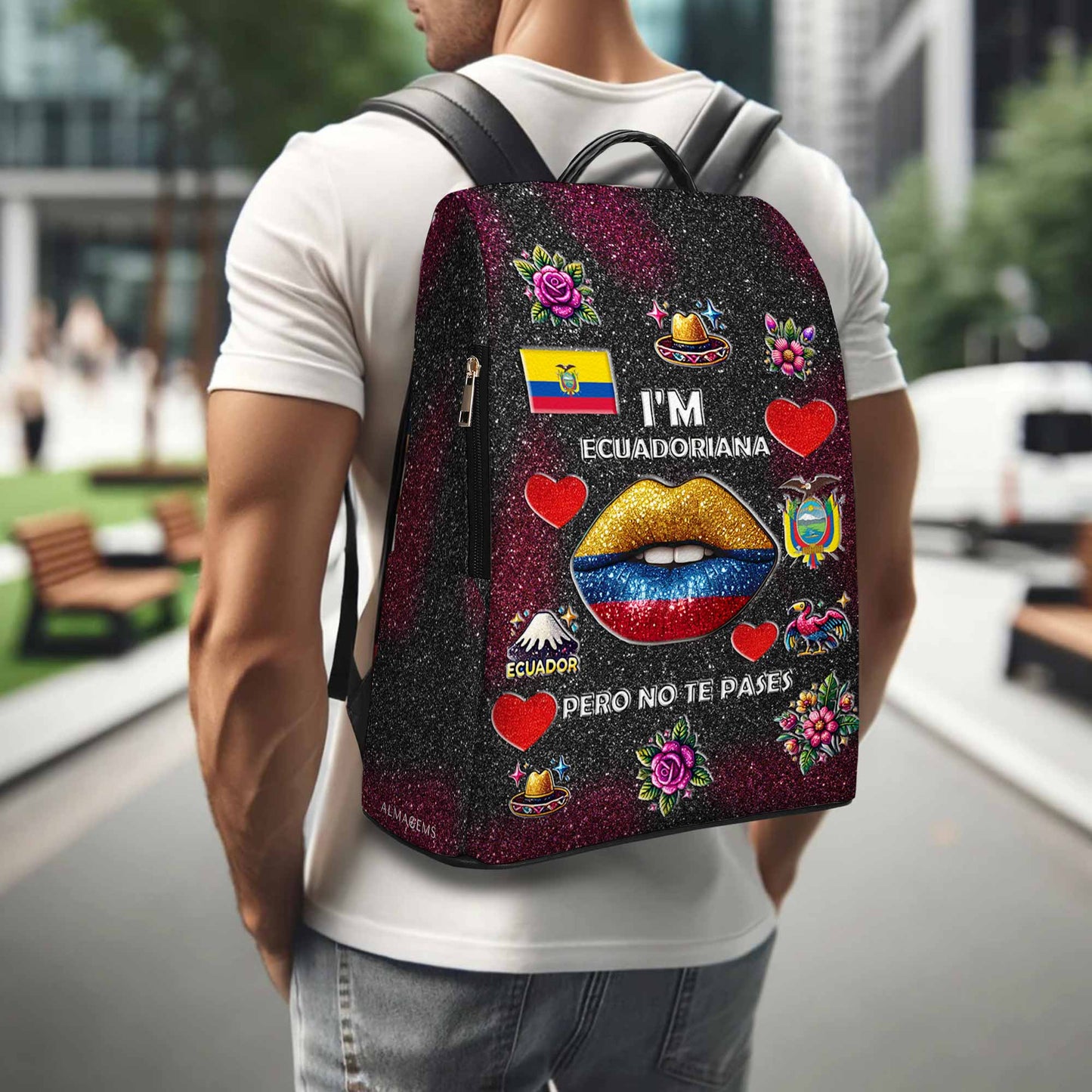 Soy Ecuatoriana Pero No Te Pases - Mochila de Cuero Personalizada - LA017_BP