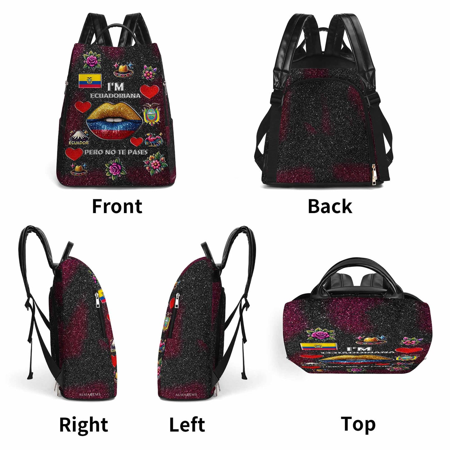 Soy Ecuatoriana Pero No Te Pases - Mochila de Cuero Personalizada - LA017_BP