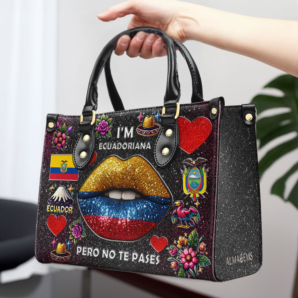 Soy Ecuatoriana Pero No Te Pases - Bolso de Cuero Personalizado - LA017_HB