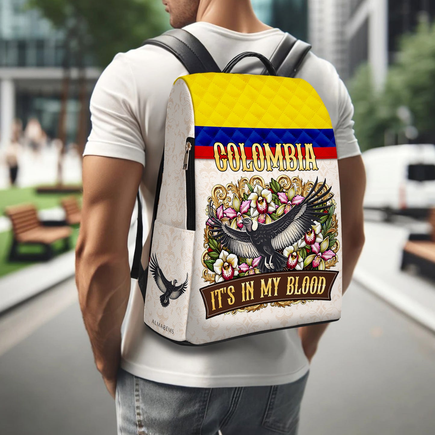COLOMBIE. J'ai ça dans le sang - Sac à dos en cuir personnalisé - LA018_BP