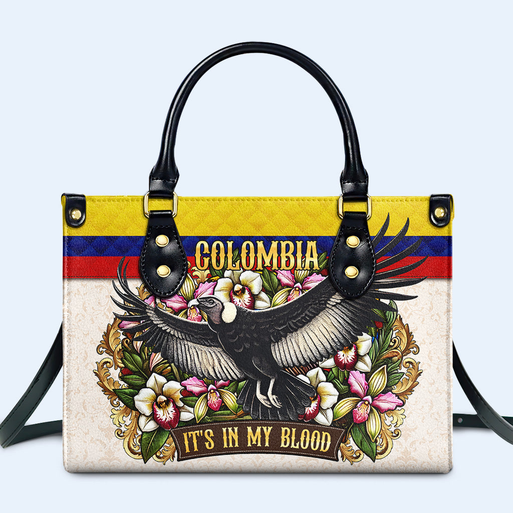 COLOMBIE, J'AI DANS LE SANG - Sac à main en cuir personnalisé - LA018_HB