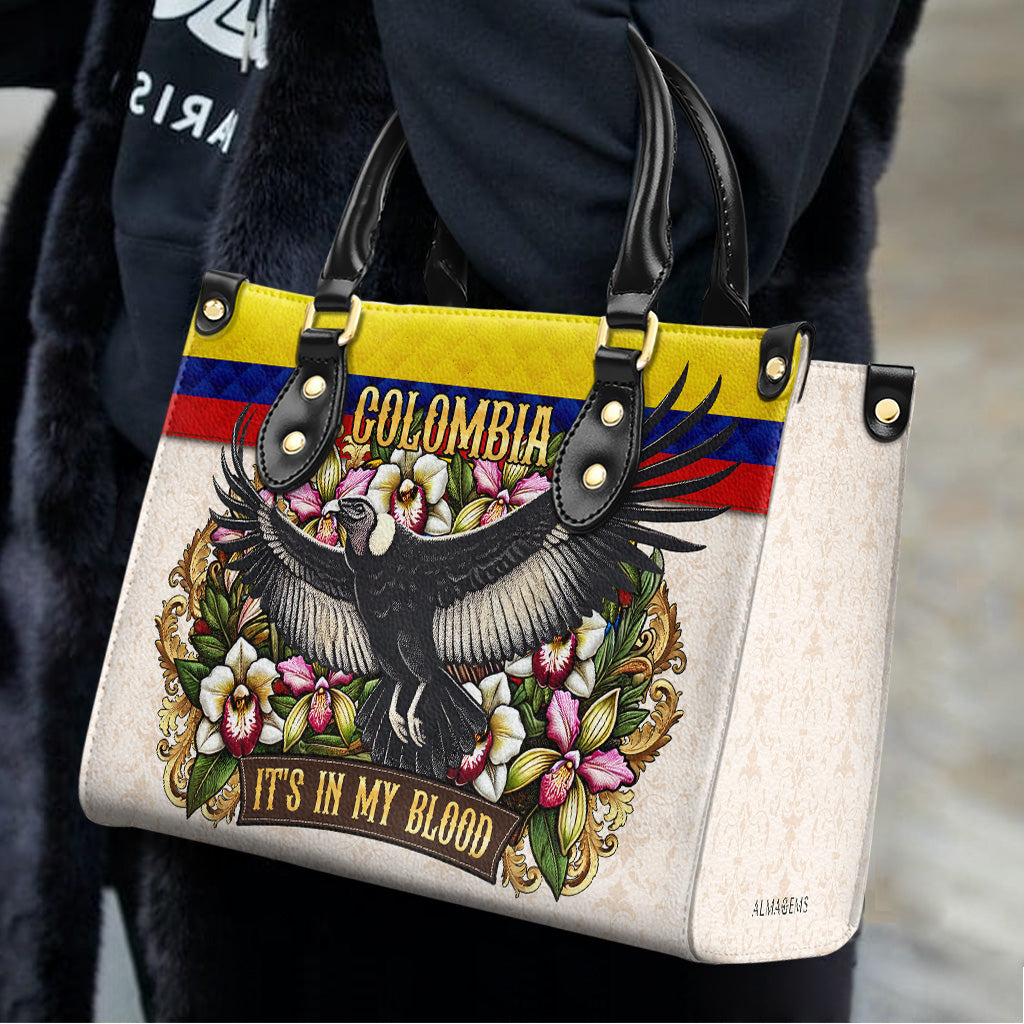 COLOMBIE, J'AI DANS LE SANG - Sac à main en cuir personnalisé - LA018_HB