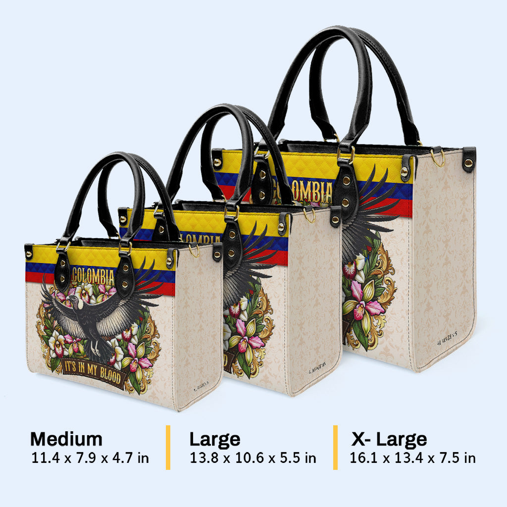 COLOMBIE, J'AI DANS LE SANG - Sac à main en cuir personnalisé - LA018_HB