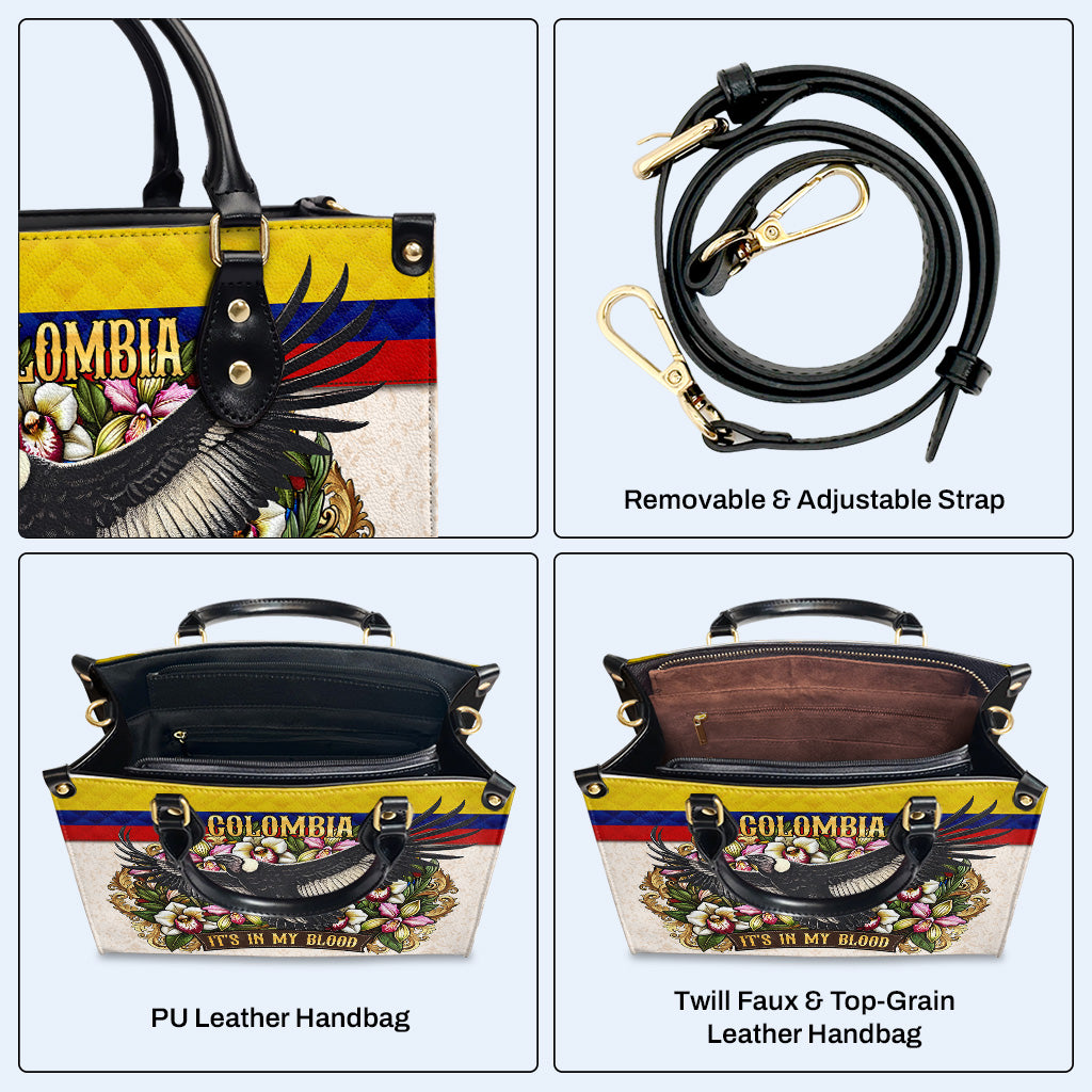 COLOMBIE, J'AI DANS LE SANG - Sac à main en cuir personnalisé - LA018_HB